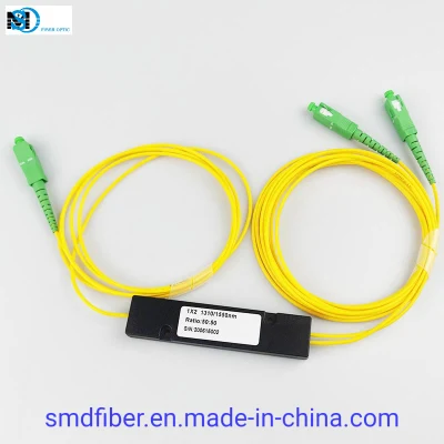 Sc APC ABS Box Fbt Fiber Optic Coupler 1*2 Sm 1310/1550nm Dual Window 50/50 Ratio Optical Splitter